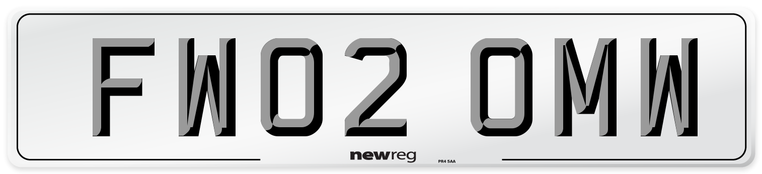 FW02 OMW Number Plate from New Reg